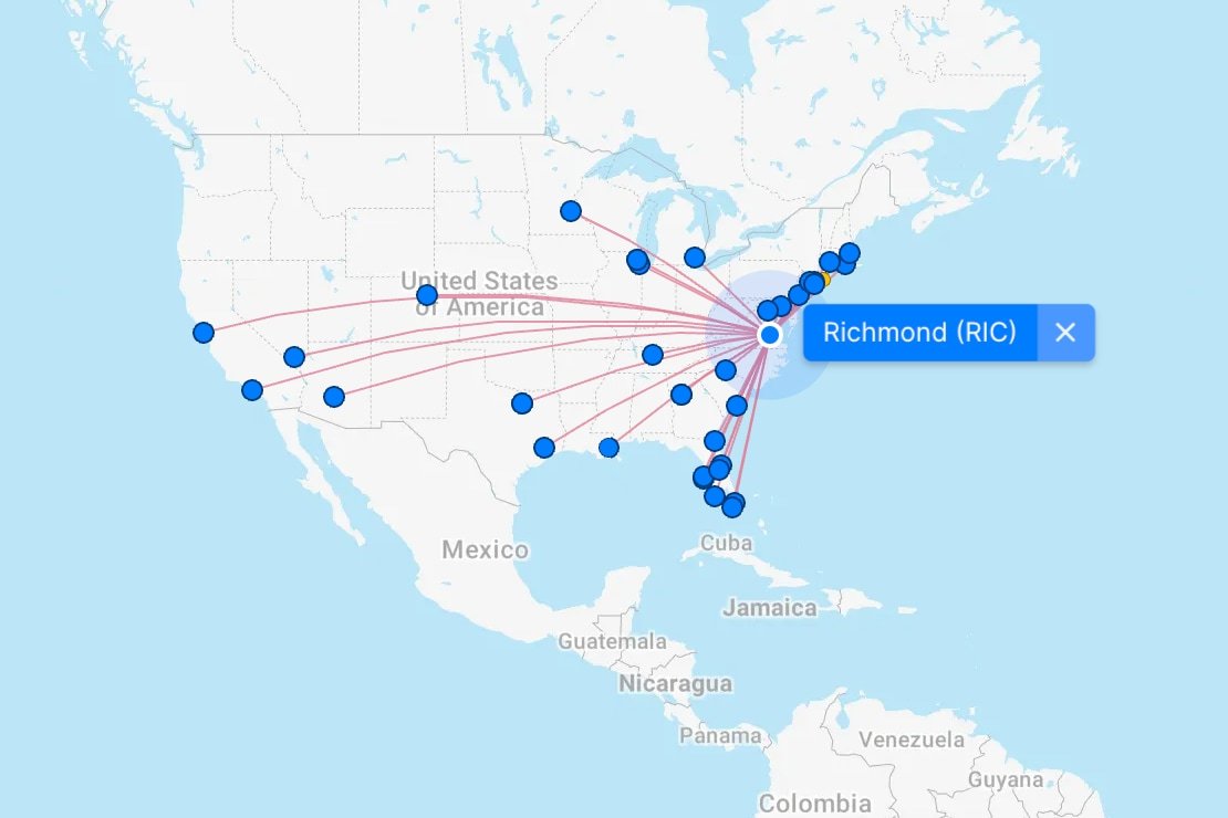 Non-Stop Flight Map